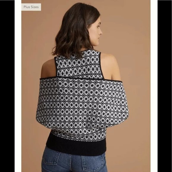 Anthropologie Maeve Womens XL Sweater 2Pc Black and White Tank and Shrug - Picture 6 of 16